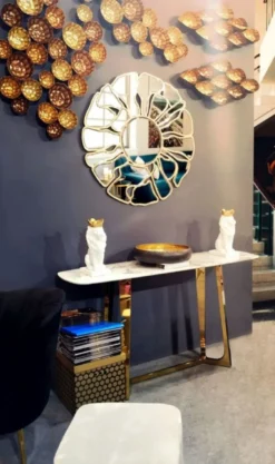Casa Padrino Luxus Spiegel Gold Ø 92 cm - Runder Wohnzimmer Wandspiegel - Garderoben Spiegel - Schlafzimmer Spiegel - Luxus Kollektion