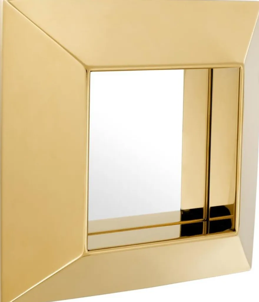 Casa Padrino Luxus Spiegel Gold 31 x 7 x H. 31 cm - Edelstahl Wandspiegel