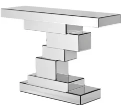 Casa Padrino Luxus Spiegel Konsole Bricks im Art Deco Stil, verspiegelt, B 118,5 x T 33,5 x H 80 cm