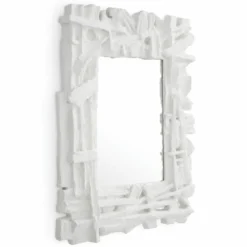 Casa Padrino Luxus Spiegel Matt Weiß 121 cm - Rechteckiger Wandspiegel - Luxus Möbel