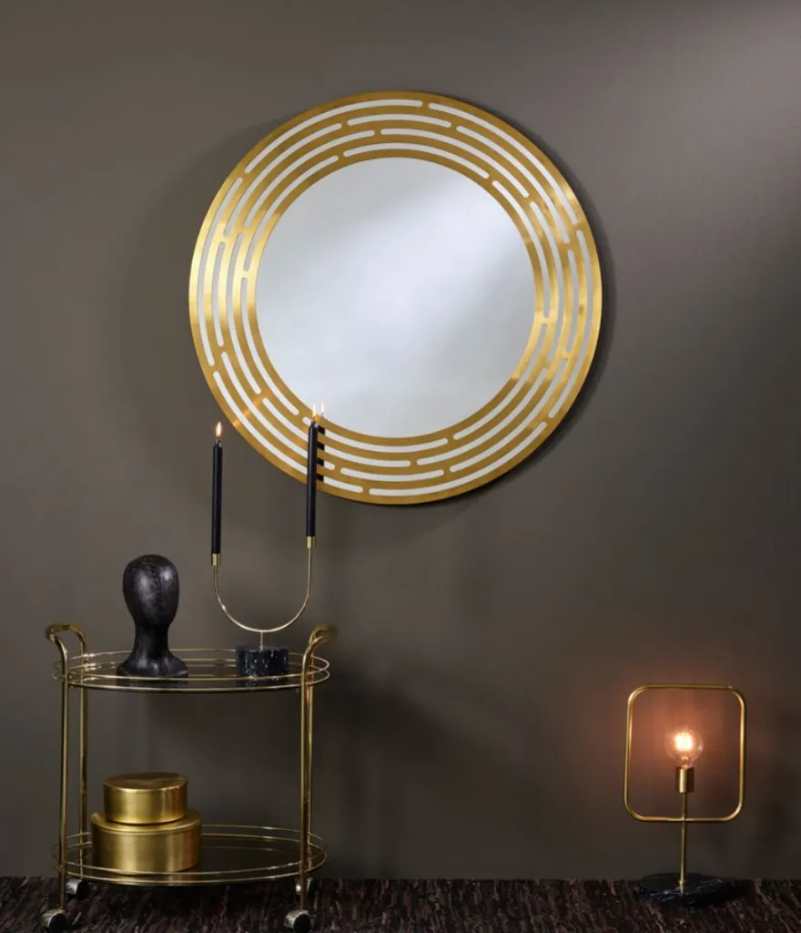 Casa Padrino Luxus Spiegel Messingfarben Ø 100 cm - Runder Wandspiegel mit Metallrahmen - Luxus Kollektion