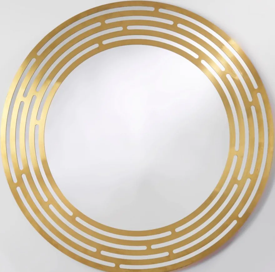 Casa Padrino Luxus Spiegel Messingfarben Ø 100 cm - Runder Wandspiegel mit Metallrahmen - Luxus Kollektion