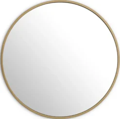 Casa Padrino Luxus Spiegel Messingfarben Ø 120 cm - Runder Edelstahl Wandspiegel - Garderoben Spiegel - Wohnzimmer Spiegel - Schlafzimmer Spiegel - Luxus Kollektion