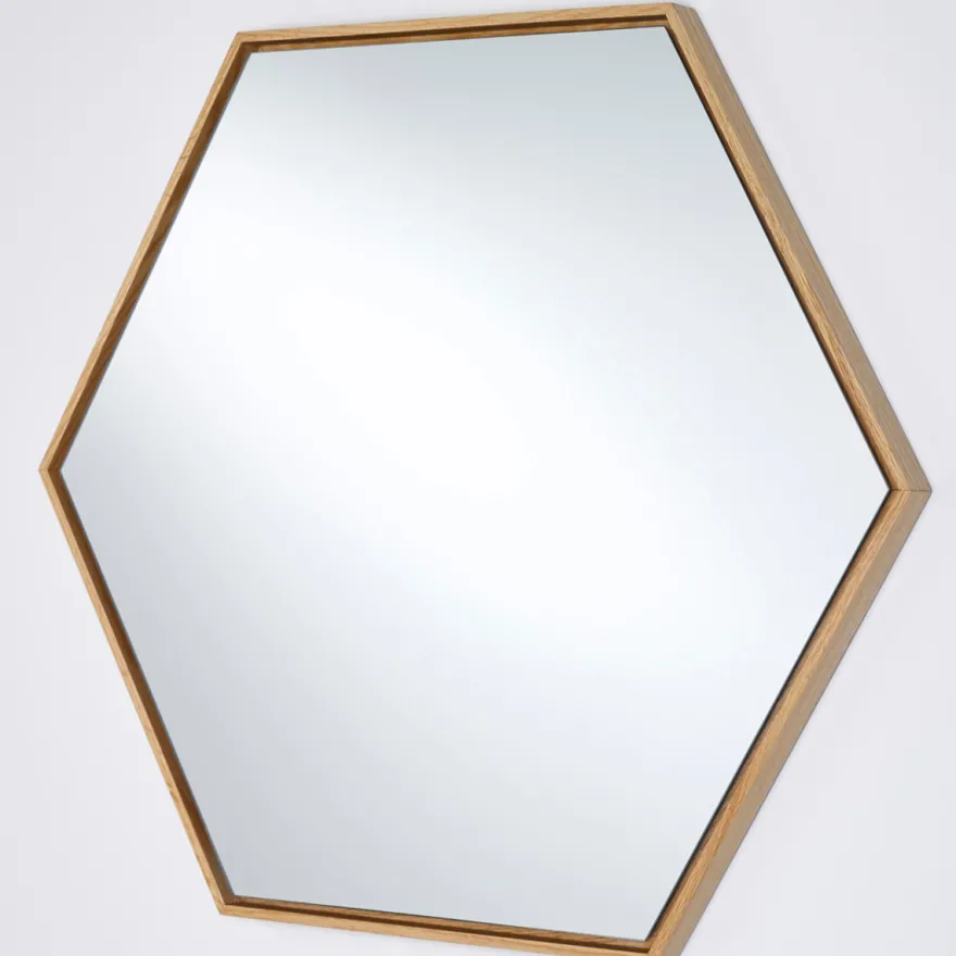 Casa Padrino Luxus Spiegel mit natufarbenem Holzrahmen 52 x H. 45 cm - Wohnzimmer Wandspiegel