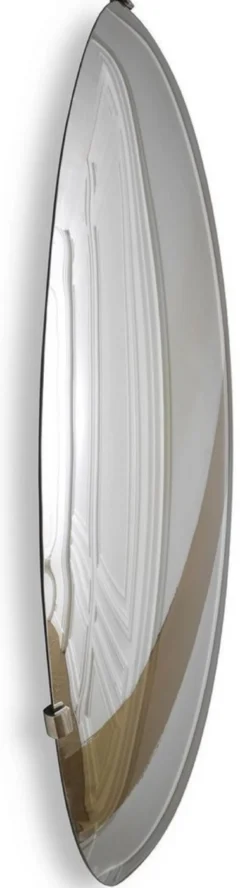 Casa Padrino Luxus Spiegel mit goldenem Streifen Ø 119 cm - Runder konkaver Wandspiegel mit Wandhalterung - Luxus Kollektion