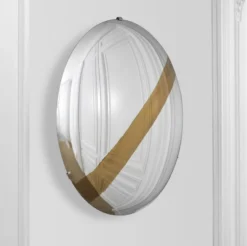 Casa Padrino Luxus Spiegel mit goldenem Streifen Ø 119 cm - Runder konkaver Wandspiegel mit Wandhalterung - Luxus Kollektion