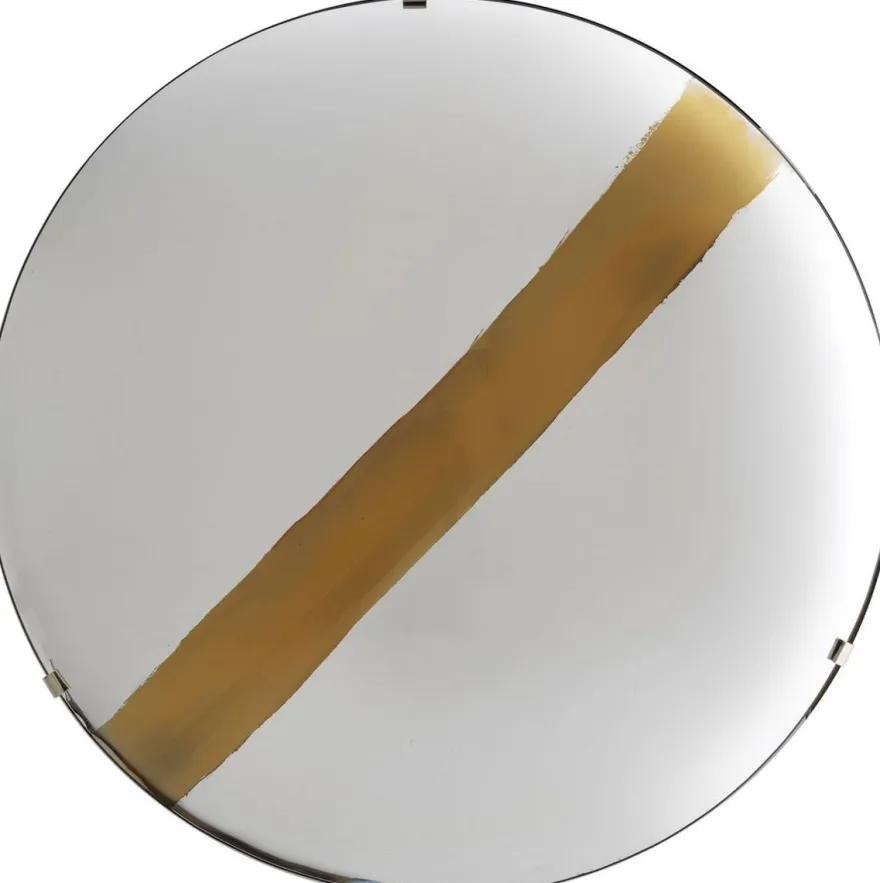 Casa Padrino Luxus Spiegel mit goldenem Streifen Ø 119 cm - Runder konkaver Wandspiegel mit Wandhalterung - Luxus Kollektion