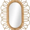 Casa Padrino Luxus Spiegel Naturfarben H. 80 cm - Wandspiegel mit Rattangeflecht