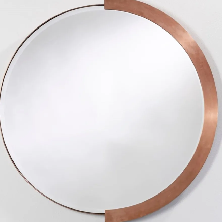 Casa Padrino Luxus Spiegel Rot-Kupferfarben 81 x H. 84 cm - Edler Wandspiegel mit Metallrahmen - Luxus Möbel