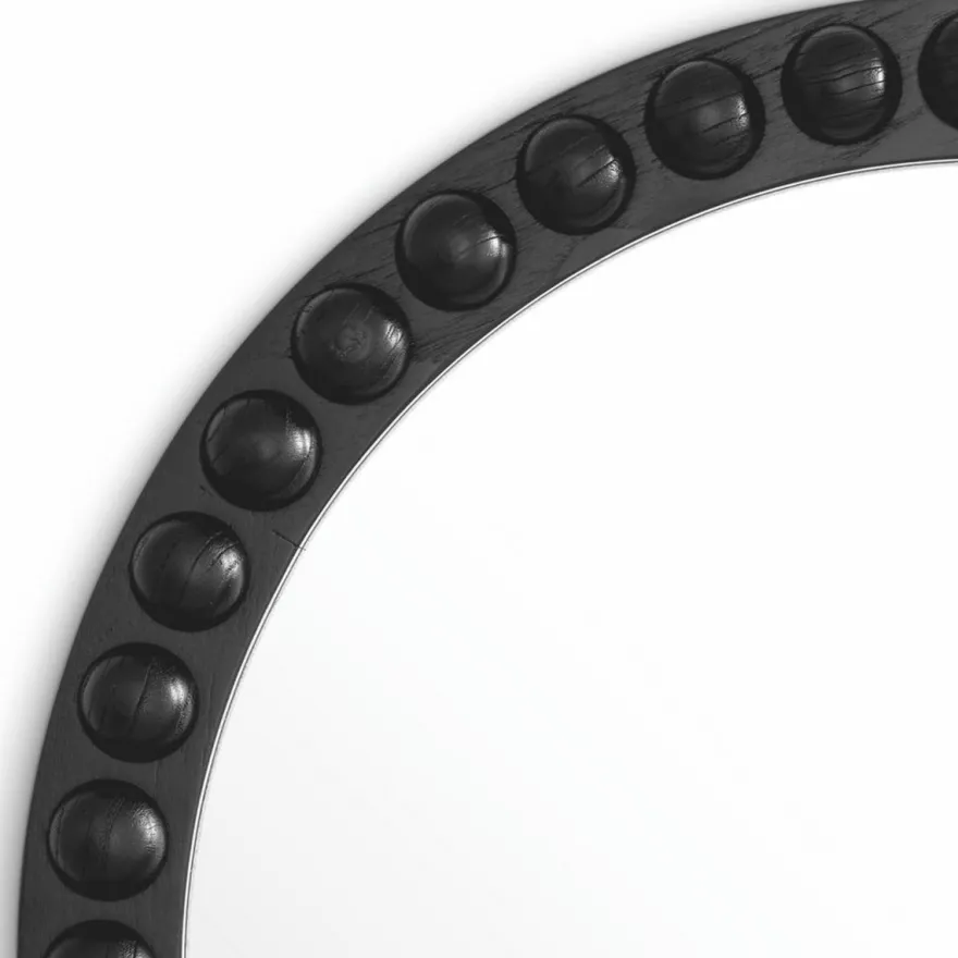 Casa Padrino Luxus Spiegel Schwarz Ø 80 cm - Runder Luxus Wandspiegel
