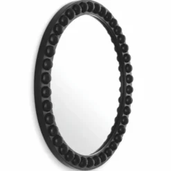 Casa Padrino Luxus Spiegel Schwarz Ø 80 cm - Runder Luxus Wandspiegel