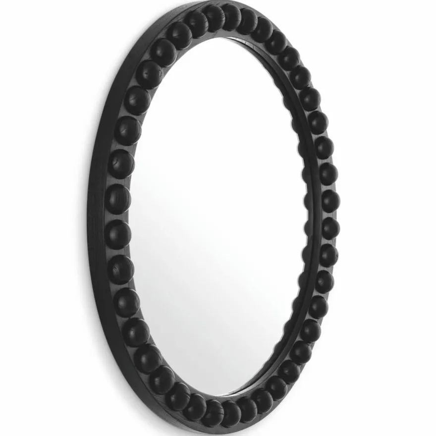 Casa Padrino Luxus Spiegel Schwarz Ø 80 cm - Runder Luxus Wandspiegel