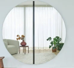Casa Padrino Luxus Spiegel Schwarz 200 x 3,5 x H. 200 cm - Runder Wandspiegel - Wohnzimmer Hotel Restaurant Boutique Spiegel