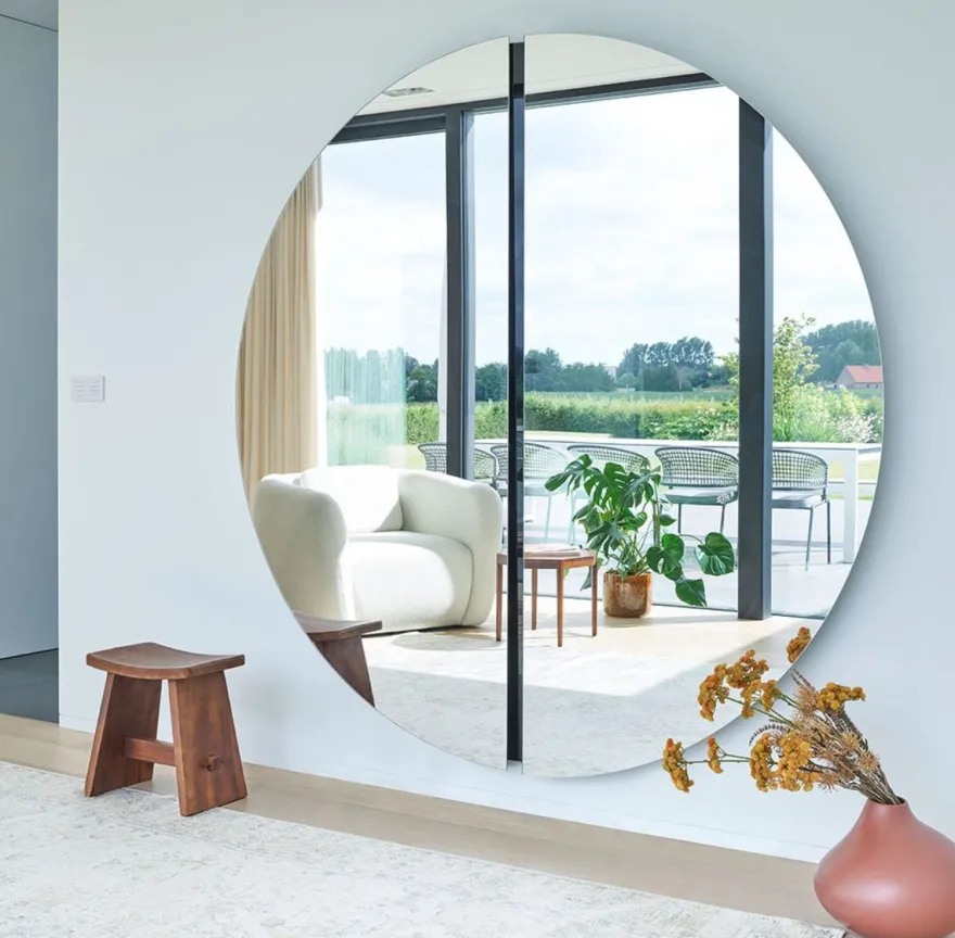 Casa Padrino Luxus Spiegel Schwarz 200 x 3,5 x H. 200 cm - Runder Wandspiegel - Wohnzimmer Hotel Restaurant Boutique Spiegel