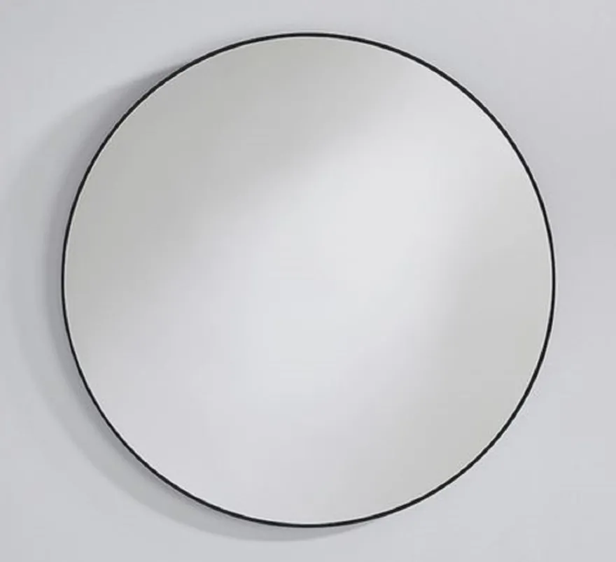 Casa Padrino Luxus Spiegel Schwarz Ø 85 cm - Runder Wandspiegel mit Metallrahmen - Garderoben Spiegel - Schlafzimmer Spiegel - Luxus Möbel