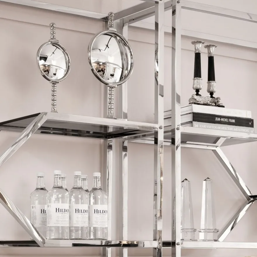 Casa Padrino Luxus Spiegel Set Silber - 2 Tischspiegel mit konvexem Spiegelglas - Deko Accessoires