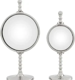 Casa Padrino Luxus Spiegel Set Silber - 2 Tischspiegel mit konvexem Spiegelglas - Deko Accessoires