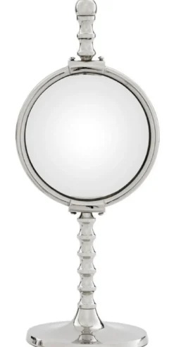 Casa Padrino Luxus Spiegel Set Silber - 2 Tischspiegel mit konvexem Spiegelglas - Deko Accessoires