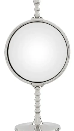 Casa Padrino Luxus Spiegel Set Silber - 2 Tischspiegel mit konvexem Spiegelglas - Deko Accessoires