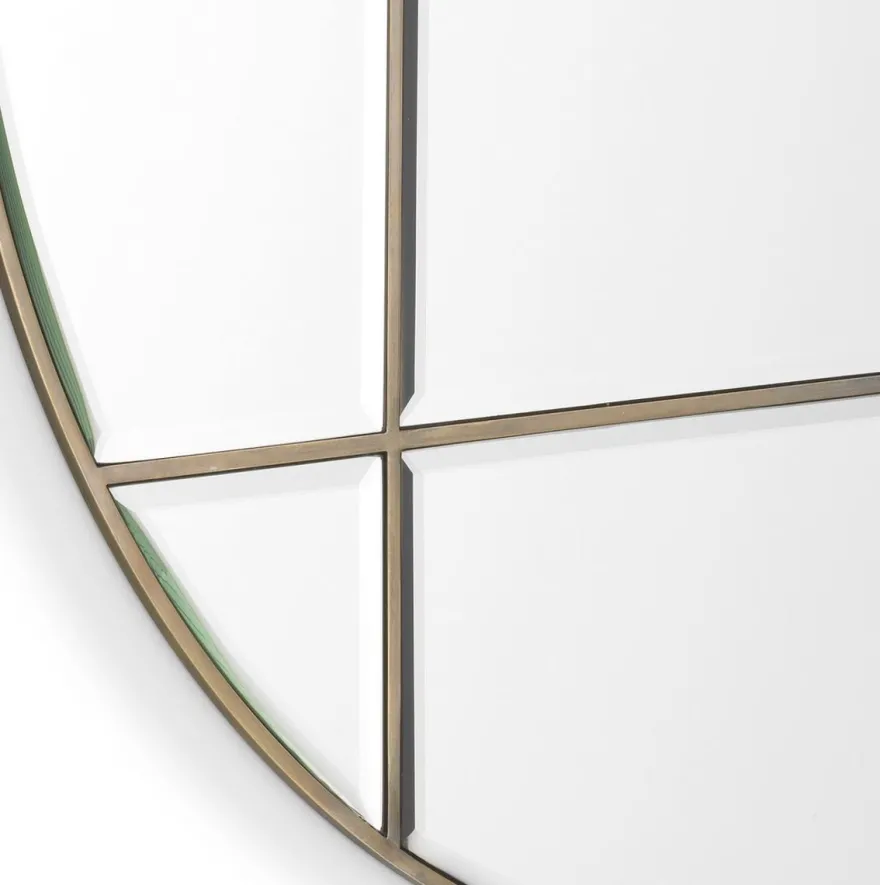 Casa Padrino Luxus Spiegel Vintage Messingfarben Ø 110 cm - Runder Wandspiegel - Wohnzimmer Spiegel - Garderoben Spiegel - Luxus Qualität