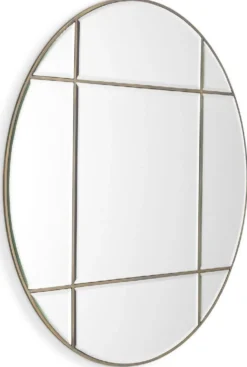 Casa Padrino Luxus Spiegel Vintage Messingfarben Ø 110 cm - Runder Wandspiegel - Wohnzimmer Spiegel - Garderoben Spiegel - Luxus Qualität