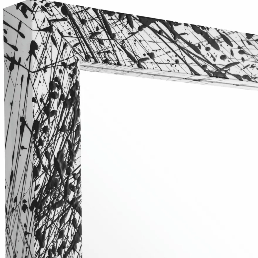 Casa Padrino Luxus Spiegel Weiß / Schwarz 97,5 cm - Quadratischer Wandspiegel