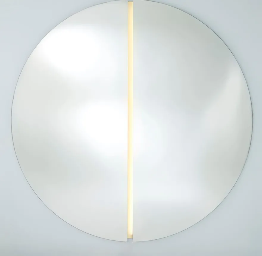 Casa Padrino Luxus Spiegel 200 x 3,5 x H. 200 cm - Runder Wandspiegel mit LED Streifen - Wohnzimmer Hotel Restaurant Boutique Spiegel