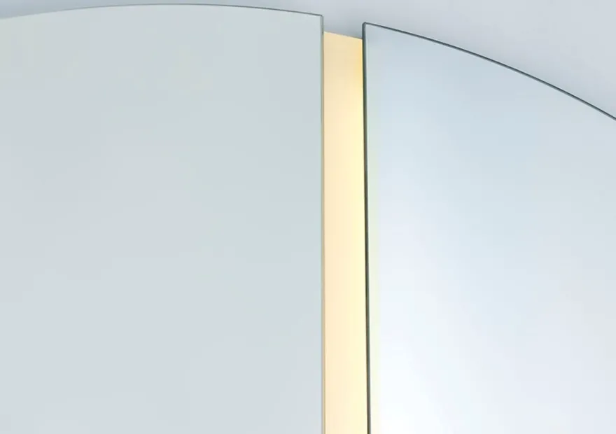 Casa Padrino Luxus Spiegel 200 x 3,5 x H. 200 cm - Runder Wandspiegel mit LED Streifen - Wohnzimmer Hotel Restaurant Boutique Spiegel
