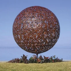 Casa Padrino Luxus Stahl Garten Deko Skulptur Kugel Rost Ø 170 x H. 200 cm