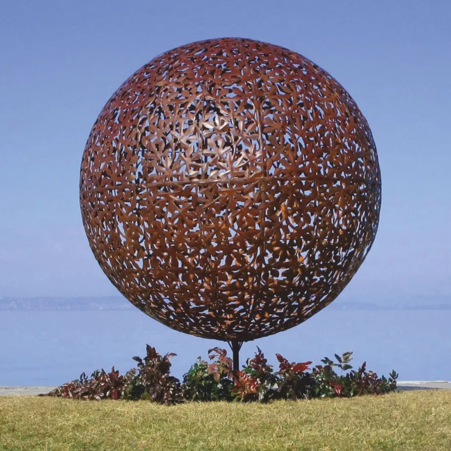 Casa Padrino Luxus Stahl Garten Deko Skulptur Kugel Rost Ø 170 x H. 200 cm