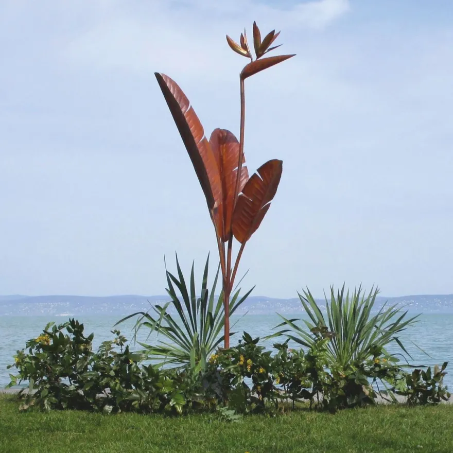 Casa Padrino Luxus Stahl Garten Deko Skulptur Pflanze Rost H. 205 cm