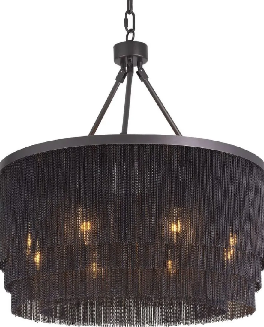 Casa Padrino Luxus Stahl Kronleuchter Bronzefarben Ø 60 x H. 68 cm - Runder Hotel & Restaurant Kronleuchter - Luxus Qualität