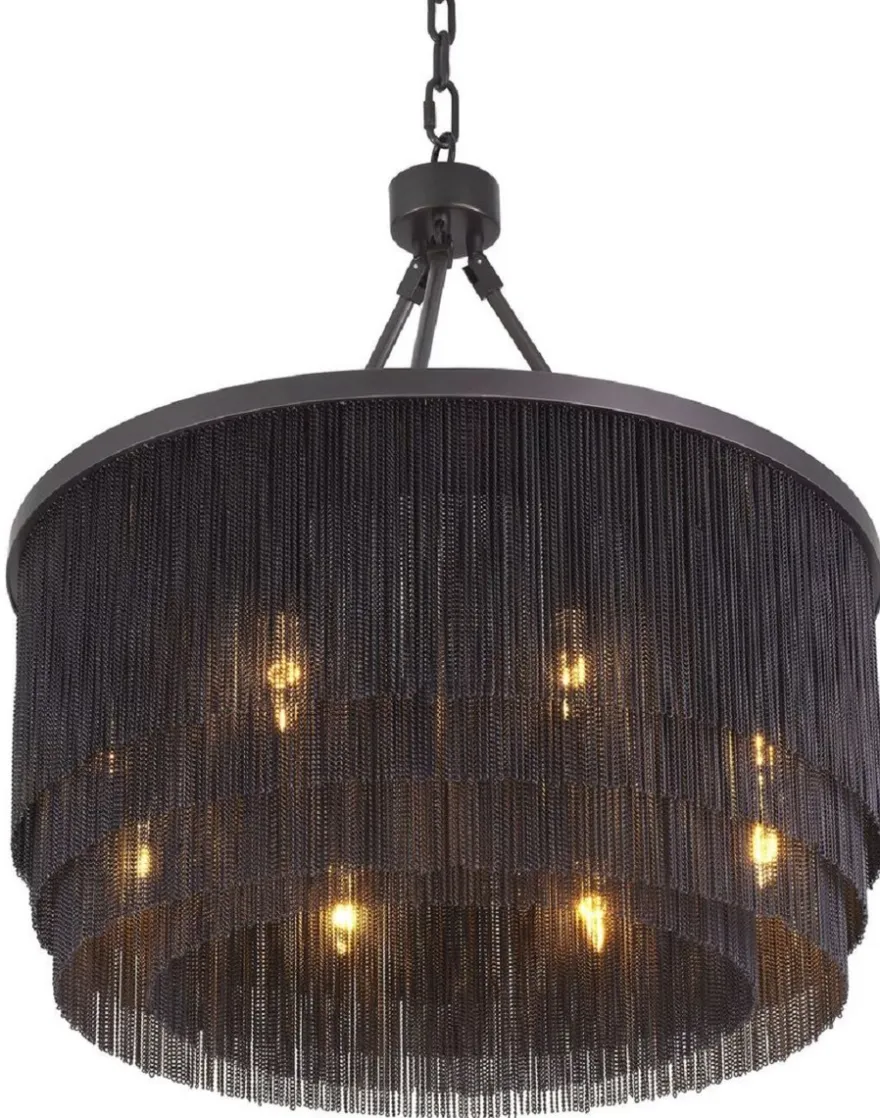 Casa Padrino Luxus Stahl Kronleuchter Bronzefarben Ø 60 x H. 68 cm - Runder Hotel & Restaurant Kronleuchter - Luxus Qualität