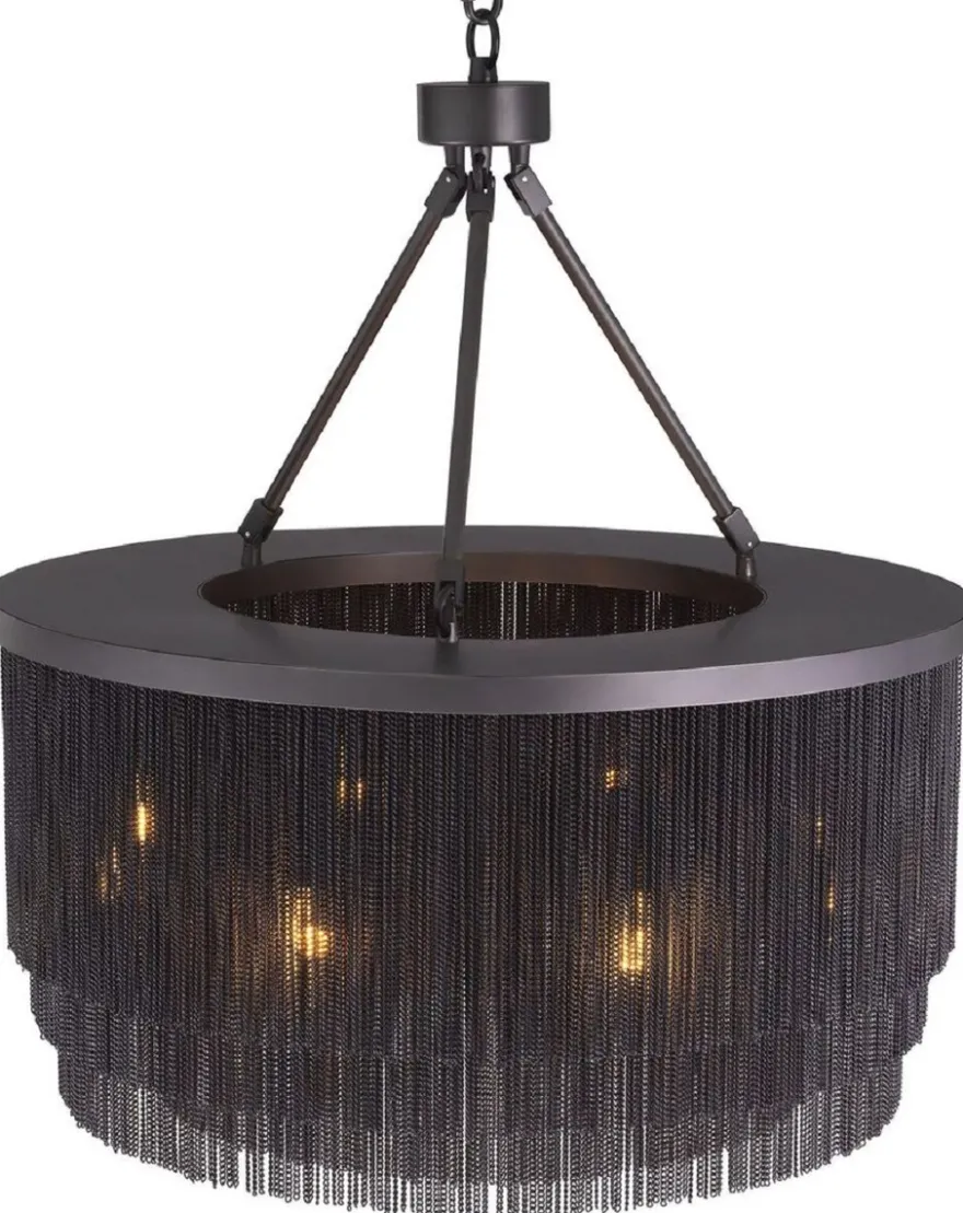 Casa Padrino Luxus Stahl Kronleuchter Bronzefarben Ø 60 x H. 68 cm - Runder Hotel & Restaurant Kronleuchter - Luxus Qualität