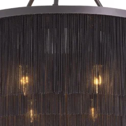 Casa Padrino Luxus Stahl Kronleuchter Bronzefarben Ø 60 x H. 68 cm - Runder Hotel & Restaurant Kronleuchter - Luxus Qualität