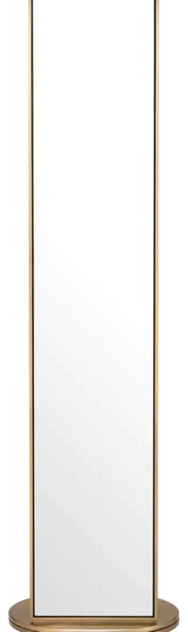 Casa Padrino Luxus Standspiegel mit Garderobenständer Messing Ø 55,5 x H. 201 cm - Freistehender drehbarer Spiegel mit Kleiderständer - Luxus Garderoben Möbel - Luxus Qualität