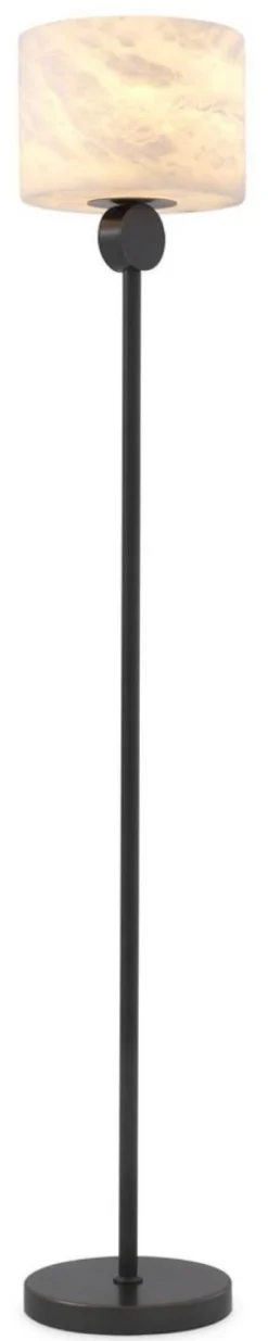 Casa Padrino Luxus Stehleuchte Bronze / Alabaster Ø 30 x H. 171 cm - Moderne Stehlampe mit rundem Alabaster Lampenschirm - Luxus Leuchten