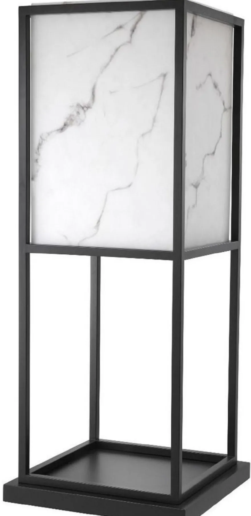 Casa Padrino Luxus Stehleuchte Schwarz / Alabasterfarben 45 x 45 x H. 114,5 cm - Moderne Wohnzimmer Lampe - Luxus Kollektion