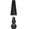 Casa Padrino Luxus Stehleuchte Schwarz H. 137 cm - Runde Glas Stehleuchte