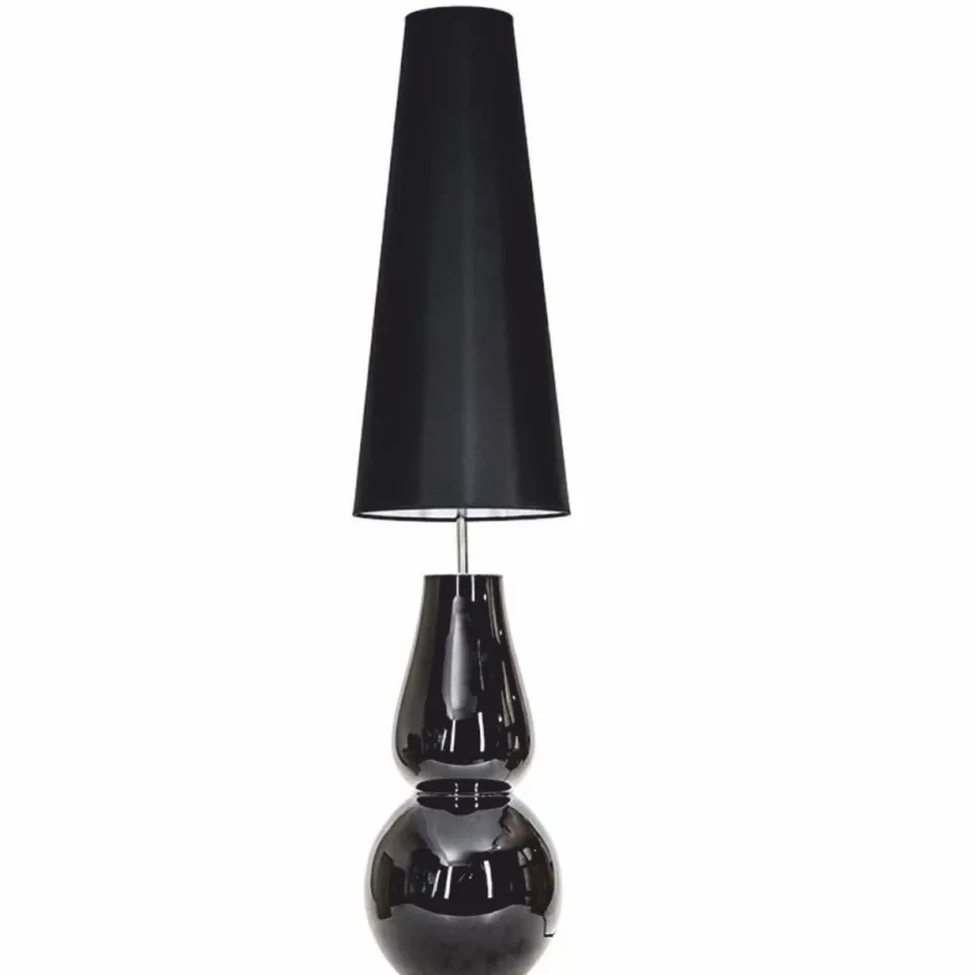 Casa Padrino Luxus Stehleuchte Schwarz H. 137 cm - Runde Glas Stehleuchte