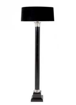 Casa Padrino Luxus Stehleuchte Schwarz - Elegante Designlampe aus Stahl und Aluminium mit schwarzem Samtschirm, 140 cm hoch