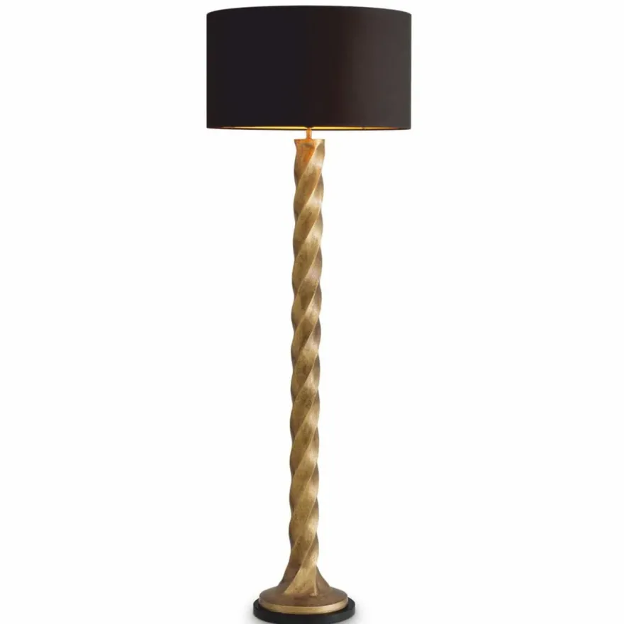 Casa Padrino Luxus Stehleuchte Vintage Messing / Schwarz H. 164 cm - Luxus Leuchten
