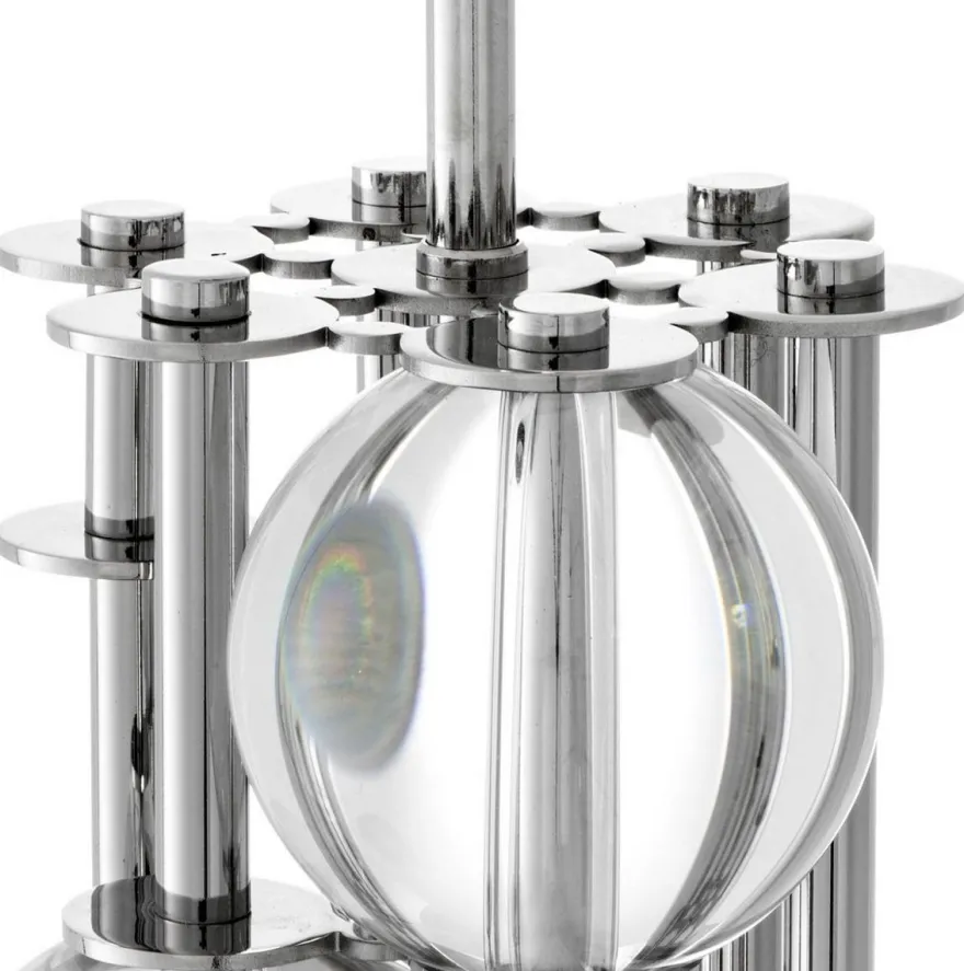 Casa Padrino Luxus Stehleuchte Silber / Weiß Ø 48 x H. 176 cm - Designer Lampe mit Kristallglas - Luxus Wohnzimmer Lampe