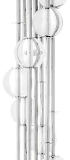 Casa Padrino Luxus Stehleuchte Silber / Weiß Ø 48 x H. 176 cm - Designer Lampe mit Kristallglas - Luxus Wohnzimmer Lampe