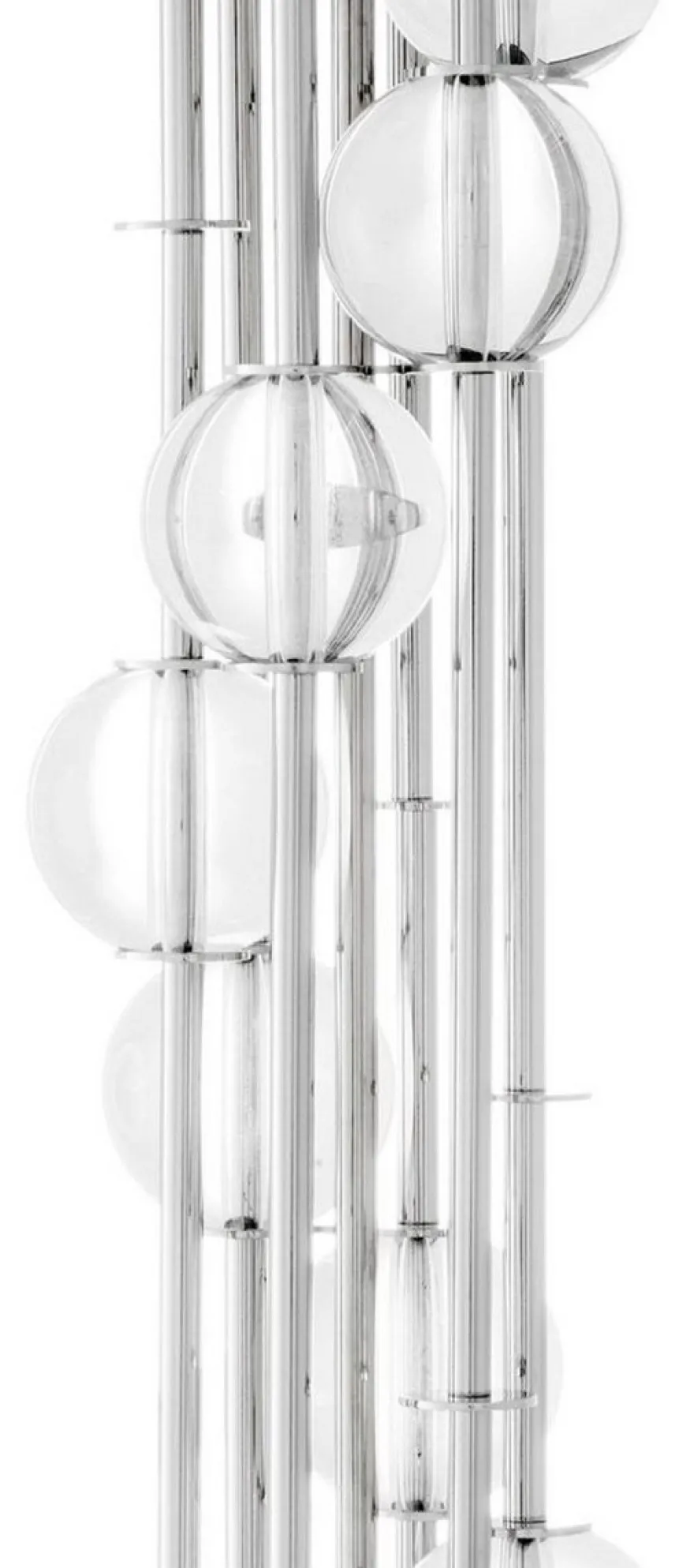 Casa Padrino Luxus Stehleuchte Silber / Weiß Ø 48 x H. 176 cm - Designer Lampe mit Kristallglas - Luxus Wohnzimmer Lampe