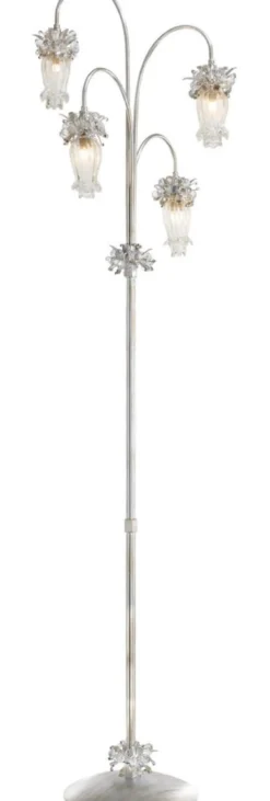 Casa Padrino Luxus Stehleuchte Silber / Gold Ø 50 x H. 170 cm - Moderne Metall Stehlampe mit Swarovski Kristallglas - Hotel & Restaurant Leuchte