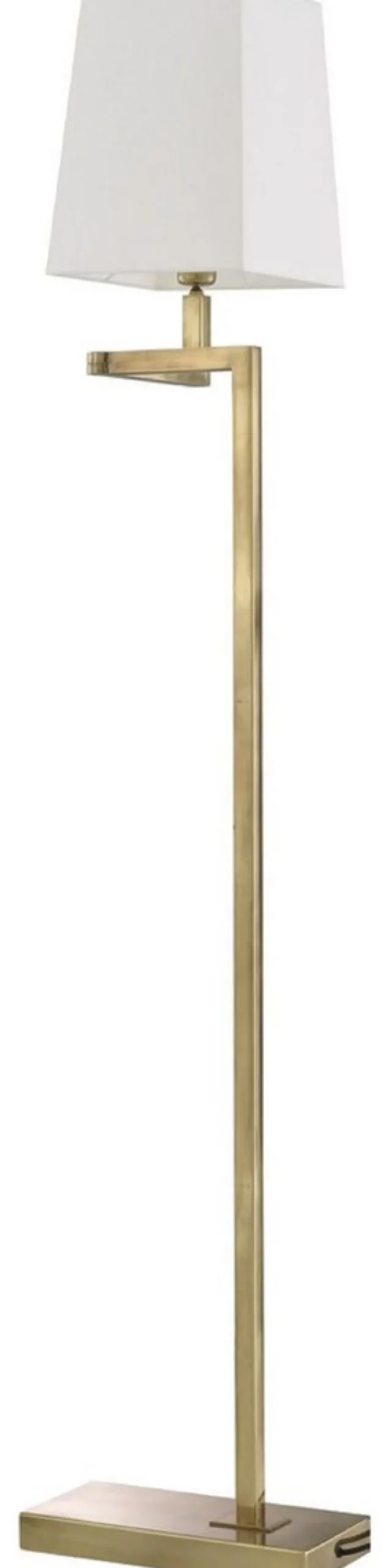 Casa Padrino Luxus Stehleuchte Vintage Messingfarben / Weiß H. 172,5 cm - Edle Stehlampe mit Schwenkarm und Lampenschirm - Luxus Qualität