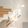 Casa Padrino Luxus Stehleuchte Tänzerin Weiß / Messing / Schwarz H. 179 cm - LED Kunstharz Stehlampe - Luxus Stehleuchten - Luxus Leuchten - Luxus Möbel - Luxus Einrichtung