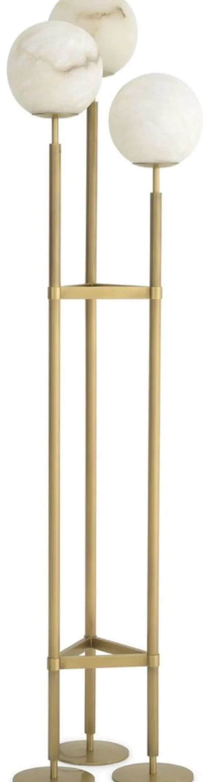 Casa Padrino Luxus Stehleuchte Antik Messing / Alabaster 42,5 x 37 x H. 172 cm - Moderne Stehlampe mit runden Alabaster Lampenschirmen - Luxus Leuchten