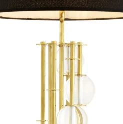 Casa Padrino Luxus Stehleuchte Gold / Schwarz Ø 48 x H. 176 cm - Designer Lampe mit Kristallglas - Luxus Wohnzimmer Lampe